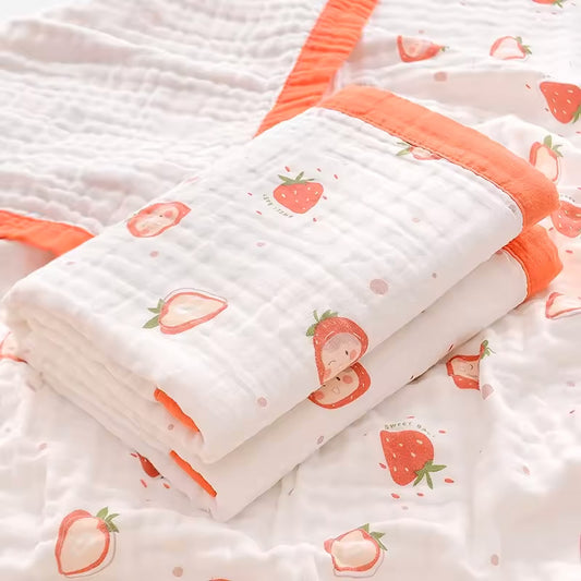 Strawberry – 6 Layers Muslin Blanket – 100% Organic Cotton